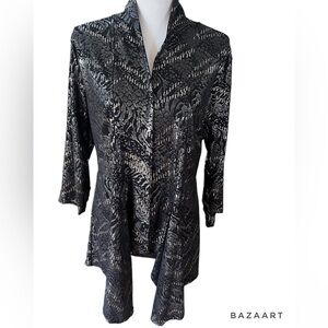 🔥🔥JM Collection Women's Pattern Draped Cardigan Size M Open Front Sequence